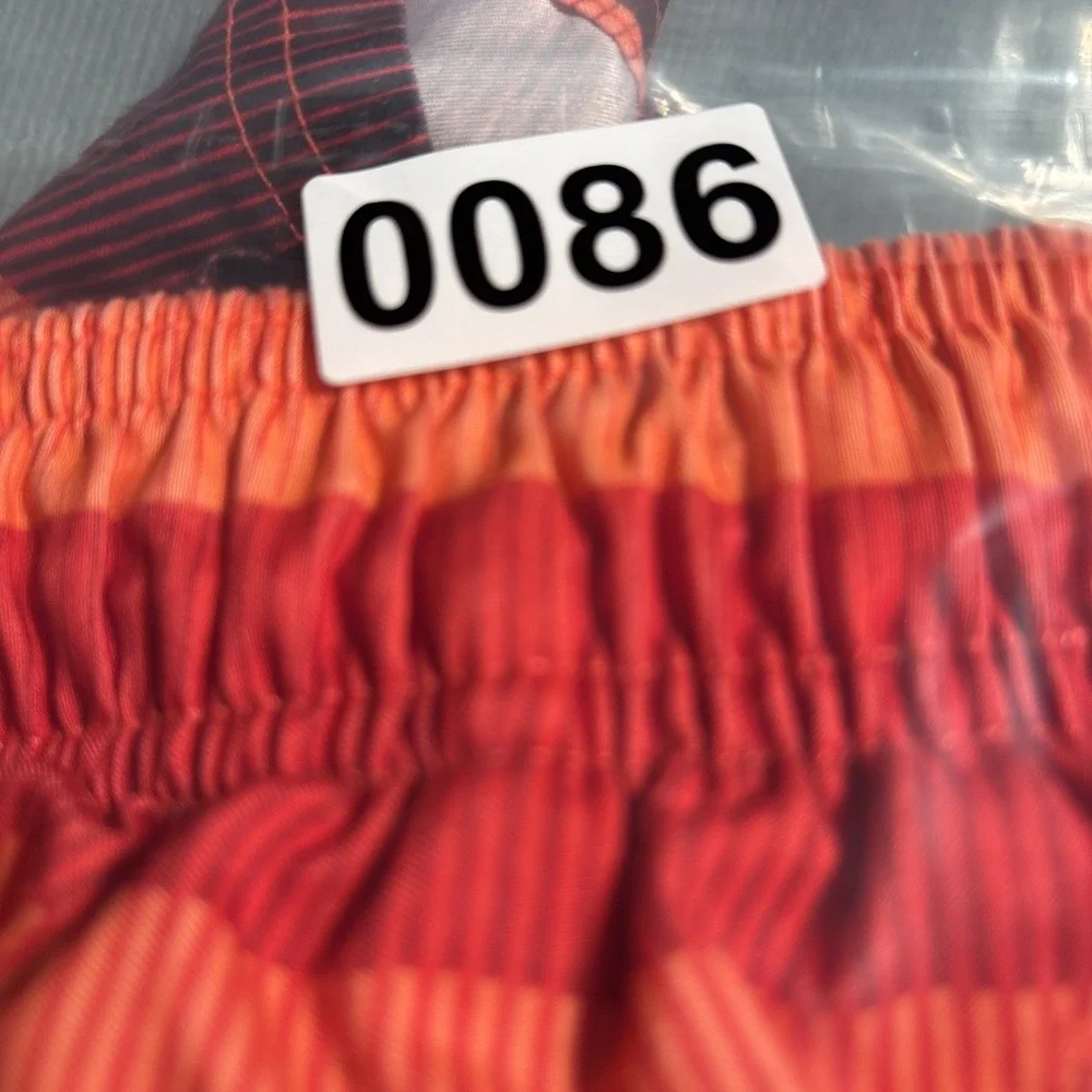 Nike Swim Trunk Shorts Mens L Orange Stripe Mesh Lining Board Beach Vacation